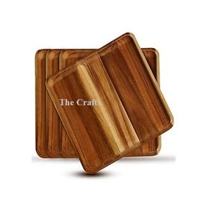 Ensemble de 5 sous-assiettes de différentes tailles et formes en bois pour la cuisine et les accessoires de table - Product Image 2