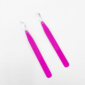 Pinzas de extensión de pestañas de Color púrpura con agarre de diamante de acero inoxidable sostenible de alta calidad al por mayor logotipo personalizado - Product Image 5