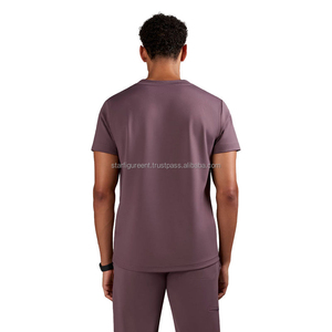 High Quality Men Scrub <b>Set</b> Fashionable Medical Uniforms New Style Woven Spandex Scrub Suits Medical Nursing Customized Color - Product Image 6