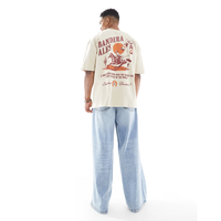 T-shirts graphiques décontractés pour hommes, coupe ample et oversize, 100% coton, 220 grammes, imprimé au dos, anti-boulochage, séchage rapide, du fabricant bangladais