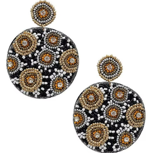 ต่างหูและเครื่องประดับหูทำมือจากลูกปัดสีดำและสีทองทรงกลมสวยงามสำหรับเด็กผู้หญิงจากอินเดีย - Product Image 1