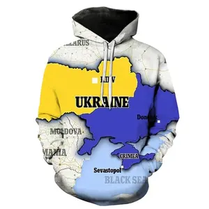 カスタムロゴメンズパーカーウクライナの旗と地図3Dプリントパーカースウェットシャツ2022新しい特大パーカーヒップホッププルオーバー