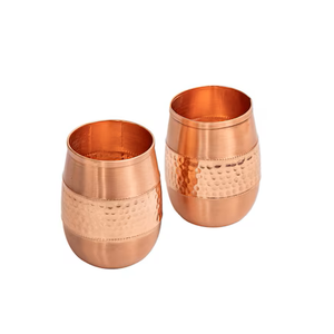 Elegant Hammered Copper Stemless <b>Cup</b> With Sleek Curved Shape For Daily <b>Drinking</b> Use - Product Image 4