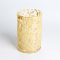 Pot de bougie en verre soufflé à la main de luxe personnalisé jaune tache de léopard 10oz 8oz verre clair vide avec couvercle pour la fabrication de bougies parfumées