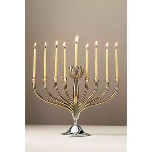 Ménorah à 9 bras en argent, accessoires de décoration pour la maison, fournitures pour événements, décoration de table de fête, support de bougie pour chandelier - Product Image 1