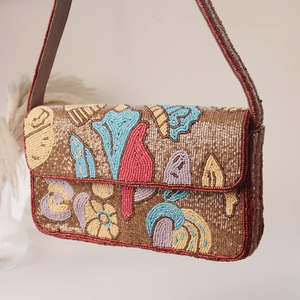Bohemian Style Hand Embroidered Seed Bead <b>Tote</b> <b>Bag</b> <b>Wholesale</b> Custom Size Seed Beaded Embroidery Crossbody <b>Bag</b> - Product Image 5
