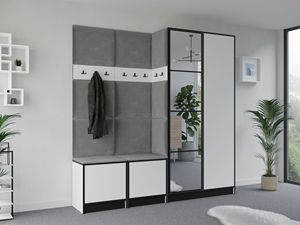 Armoire avec sièges rembourrés Panneaux de miroirs Moderne Fonctionnel Spacieux avec fonctionnalités réglables pour entrée de couloir - Product Image 2