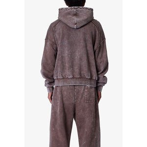 Ensemble de sweat-shirts surdimensionnés vintage en coton épais de couleur marron et noir avec poche kangourou personnalisée de haute qualité - Product Image 3