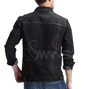Men's Slim Fit Denim <b>Jacket</b> <b>Black</b> Washed Cotton Casual Turn-down Collar Regular Sleeve Autumn Style - Product Image 6