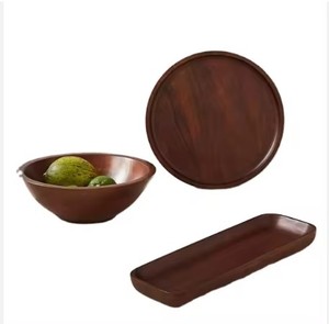 Assiette en bois de qualité supérieure solide avec assiette en bois d'acacia de taille sûre et personnalisée polie brillante à bas prix - Product Image 2