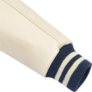 แจ็คเก็ตหนังสไตล์วาร์ซิตี้ ผู้ชาย วินเทจ เลตเตอร์แมน เบสบอล บอมเบอร์ สตรีทแวร์ - Product Image 3