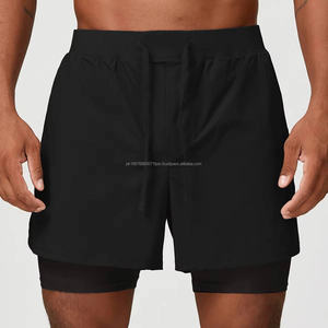Shorts de sport pour hommes, entraînement, élastiques, séchage rapide, course à pied, fitness, double couche, basketball, gym - Product Image 2