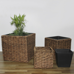 Panier suspendu moderne en jacinthe d'eau naturelle, fait à la main, écologique, pour la maison, le jardin et l'extérieur - Product Image 4