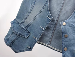 Veste sans manches à séchage rapide, nouveau design tendance, unisexe, hommes femmes, veste en jean de cow-boy, veste en jean à capuche pour femmes - Product Image 5