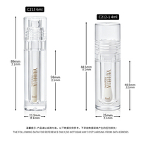 Tubes carrés vides pour brillant à lèvres 4ml+6ml en plastique ABS avec pinceau, conteneur pour brillant à lèvres, gel, blush, rouge à lèvres, emballage cosmétique OEM