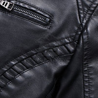 Veste d'hiver classique en cuir pour homme, fermeture éclair décontractée, col montant, logo frontal, respirante, coupe-vent, écologique, personnalisable