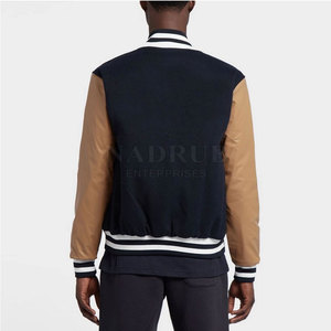 <b>Men's</b> 100% Cotton Stand Collar Breathable Letterman <b>Jacket</b> Covered Button Custom <b>Long</b> Sleeve Fleece Latest Designs Wholesale - Product Image 4