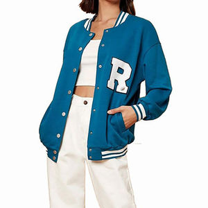 100% Cotton Women's Fashion Letterman Baseball Varsity <b>Jacket</b> 2026 Custom High Quality <b>Denim</b> Leather Sleeves <b>with</b> Cotton Lining - Product Image 5