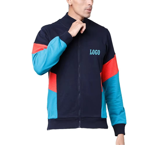 Premium hommes couleur bloc sweats à capuche Collection hiver sweat à capuche à fermeture éclair complète avec deux poches basiques coton mélangé confortable - Product Image 5