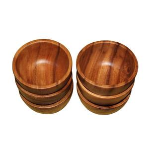 Bol de couleur naturelle bols à mélanger faits à la main forme ronde bols à dessert en bois de bambou de différentes tailles pour grossiste - Product Image 3