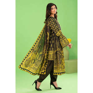 Conjunto de Traje de Lino y Algodón Estampado de 3 Piezas para Mujer con Dupatta WNS-52032 - Product Image 4