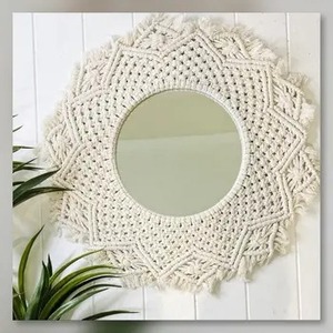 Espejo de pared de macramé tejido, tapiz decorativo hecho a mano bohemio para dormitorio, sala de estar, entrada y estilo Interior - Product Image 6