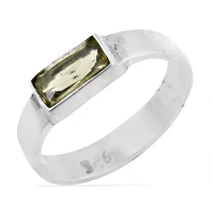 925 <b>Silver</b> Topaz <b>Ring</b> <b>Emerald</b> Cut Bezel Setting Minimalist Geometric Gemstone <b>Ring</b> Unisex Everyday Wear Bohemia Style Gift - Product Image 2