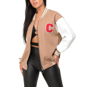 Chaqueta Universitaria de Béisbol de Algodón Transpirable con Estampado de Letras, Estilo Casual y Holgado, Nueva Llegada OEM, para Mujer - Product Image 1