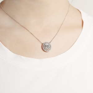 Collier SHREYA DIAM Galaxia avec pendentif en moissanite taille ovale et double halo entouré, en argent 925 plaqué or, bijoux tendance pour femme - Product Image 6
