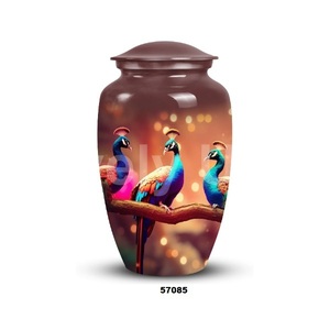 Aluminium <b>Peacock</b> Theme Cremation Adult Urn for Human Ashes Decorative Large Urn With Free Velvet <b>Bag</b> - Product Image 4