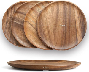 Platos de madera de lujo con tallas intrincadas para ocasiones especiales Platos de madera duraderos para uso diario y comidas Casuales - Product Image 6