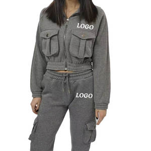 Sudadera con logotipo personalizado de fábrica, nuevo estilo gráfico, sudaderas con cremallera de gran tamaño, fabricante, trajes informales de manga larga para mujer - Product Image 1