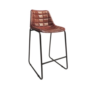 Modern Furniture Tan Brown and <b>Black</b> Metal Frame <b>Bar</b> <b>Stool</b> with Square Tufted PU Leather Seat Restaurant & Cafe <b>Bar</b> Chair - Product Image 2