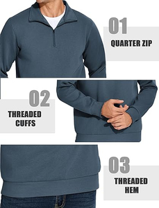 2025 sudaderas con capucha casuales de alta calidad logotipo personalizado hombres sudadera de lana cuarto 1/4 media cremallera cuello alto jersey de gran tamaño térmico - Product Image 6