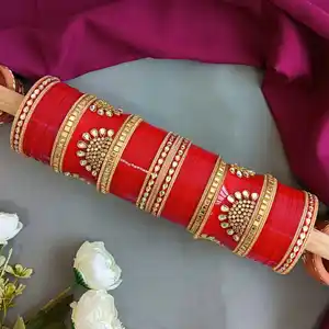 Высококачественный индийский производитель ювелирных изделий искусственный кундан свадебный браслет с кристаллами CZ акриловый свадебный браслет Punjabi Chuda для женщин