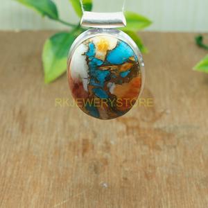 Natural <b>Large</b> Orange Spiny Oyster Turquoise <b>Pendant</b> <b>Necklace</b> 925 Sterling Silver Jewelry Unique Gift for Women - Product Image 4