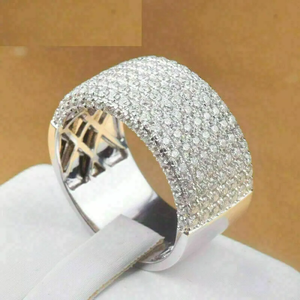 2.60Ct Round Lab-Creado Moissanite 14K Oro blanco Anillo de banda de compromiso para hombres Fn - Product Image 2