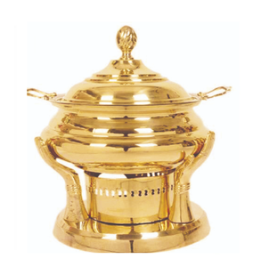 Réchaud en laiton à découpes florales avec une poignée décorative et une finition martelée, pour garder les aliments au chaud disponibles en gros - Product Image 3