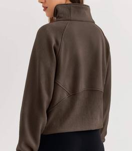 Fall Winter Clothes for Women Luxury Long Sleeve Half Zip Sweatshirt Custom Embroidery logo <b>Teddy</b> <b>Fleece</b> Quarter Zip <b>Hoodie</b> - Product Image 2