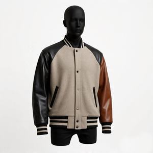 OEM de alta calidad parche bordado hombres Universidad personalizado béisbol bombardero Letterman Crop cuero manga más tamaño Varsity chaqueta - Product Image 6