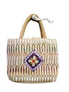 Bolso bordado de yute elegante y duradero Accesorio de compras de mano reutilizable - Product Image 4