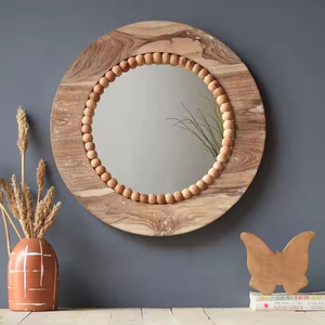 Azora Industries Customized Simple Creative Design Wooden Wall <b>Mirror</b> Eco-Friendly Stylish Modern Look - Product Image 4