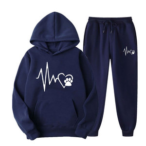High Quality Custom Logo <b>Women's</b> Breathable Silk Screen Printing Winter Fleece Streetwear Solid Sets Tracksuit 100% Cotton - Product Image 3
