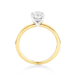 Bague de fiançailles pour femme allongée forme ovale 2ct diamant de laboratoire solitaire sertie de griffes VS Clarity E Color en or jaune 14K - Product Image 2