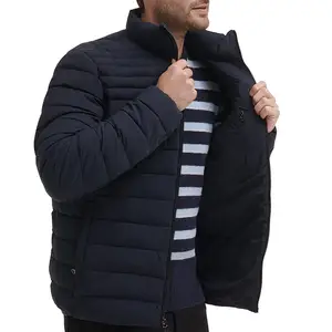 Veste d'hiver en duvet de canard pour homme, manteau à bulles, rembourré, personnalisé, bleu, rouge, bloc de couleurs