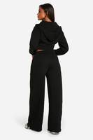 Ensemble de survêtement tendance pour femmes noires en grande taille, hiver, 2 pièces, corset, insert côtelé, cordon de serrage, capuche respirante, sweat-shirt, pantalon de survêtement