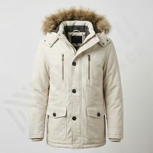 Manteau coupe-vent élégant en fausse fourrure Parka pour homme avec col en fourrure naturelle Capuche Veste d'hiver tendance Vêtement d'extérieur thermique - Product Image 1
