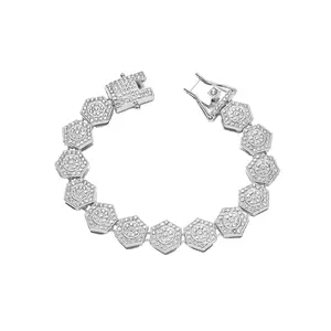 Al por mayor: Joyería de Plata de ley con colgante de azúcar de roca geométrico de 13mm, estilo Hip Hop, cadena cubana y corte brillante redondo, para regalo - Product Image 4