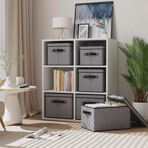 OEM Custom Fabric <b>Storage</b> Bin Lid Foldable <b>Storage</b> Box Shelves Handles Modern Luxury Clothing Shoes Organizer 6-10L Capacity - Product Image 2
