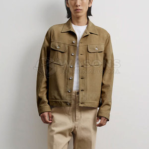 เสื้อแจ็คเก็ตทรัคเกอร์ผ้าฝ้ายนุ่มสบายสำหรับผู้ชาย สไตล์สตรีทแวร์ เหมาะสำหรับใส่ในชีวิตประจำวัน - Product Image 3